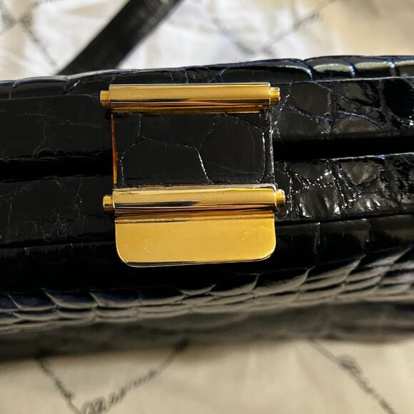Vintage Titti Dell'Acqua for Maxima Black Leather Genuine Alligator Bag - Picture 4 of 8